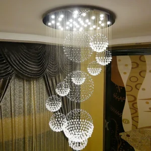 Modern Luxury LED Crystal Chandelier for Duplex, Villa, or Hotel Lobby