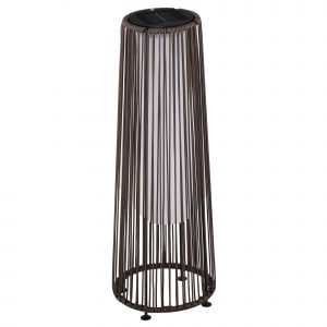 Set of 2 Solar Powered PE Rattan Lanterns with Auto On Off - Brown-0