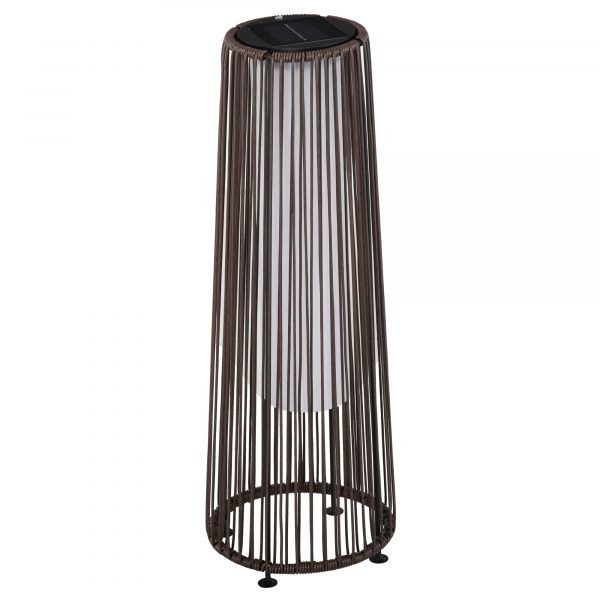Set of 2 Solar Powered PE Rattan Lanterns with Auto On Off - Brown-0