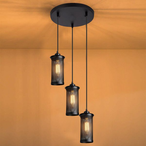 Cluster_3_lamps_5 Modern Vintage Industrial Retro Loft Cluster Ceiling Lamp Shade Pendant Light UK~2148-4