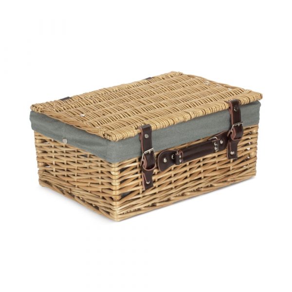 EH006GRY40cmBuffHamperwithGreySageLining 41cm Buff Willow Wicker Picnic Basket-5