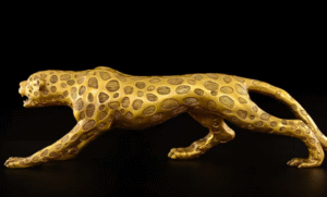 Large 73cm Copper Leopard Statue – Auspicious Panther Sculpture for Home or Business Décor