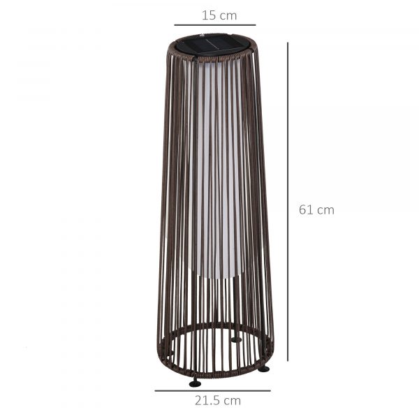 Set of 2 Solar Powered PE Rattan Lanterns with Auto On Off - Brown-2