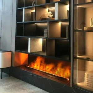 Smart 3D Water Vapor Fireplace with Glass Panel and Baffle – Intelligent Electric Steam Flame Humidifier Stove