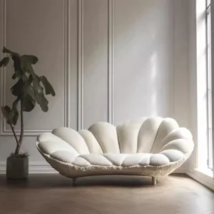 Modern Luxury Fiberglass Sofa – Avant-Garde 3D Fabric Designer Couch
