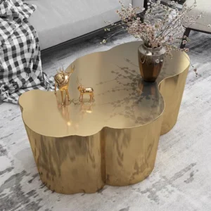 Modern Stainless Steel Coffee Table – Creative Oval Cloud Design for Living Room or Home Office