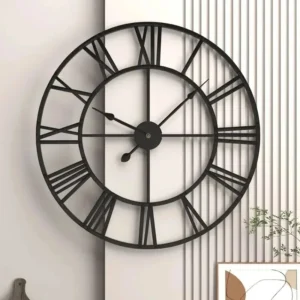 40CM 3D Retro Metal Wall Clock – Silent Nordic Round Design with Roman Numerals, Perfect for Living Room Décor
