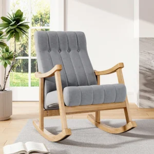 Velvet Upholstered Tufted Rocking Chair – Comfortable Accent Chair for Living Rooms, Apartments, Guest Rooms, and Home Offices