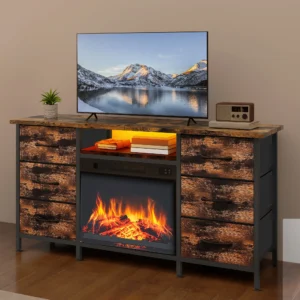Balconera Fireplace TV Stand - 6 Drawers for 55" TV with 3D Flame & Remote Control